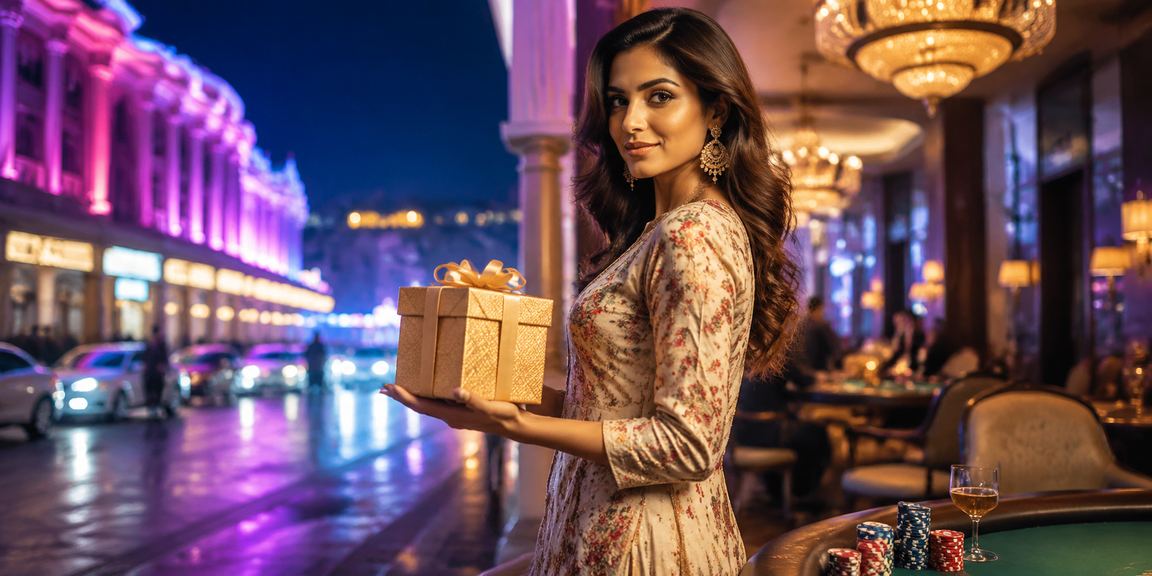 Busy Delhi Connaught Place area with lottery and betting signs in evening