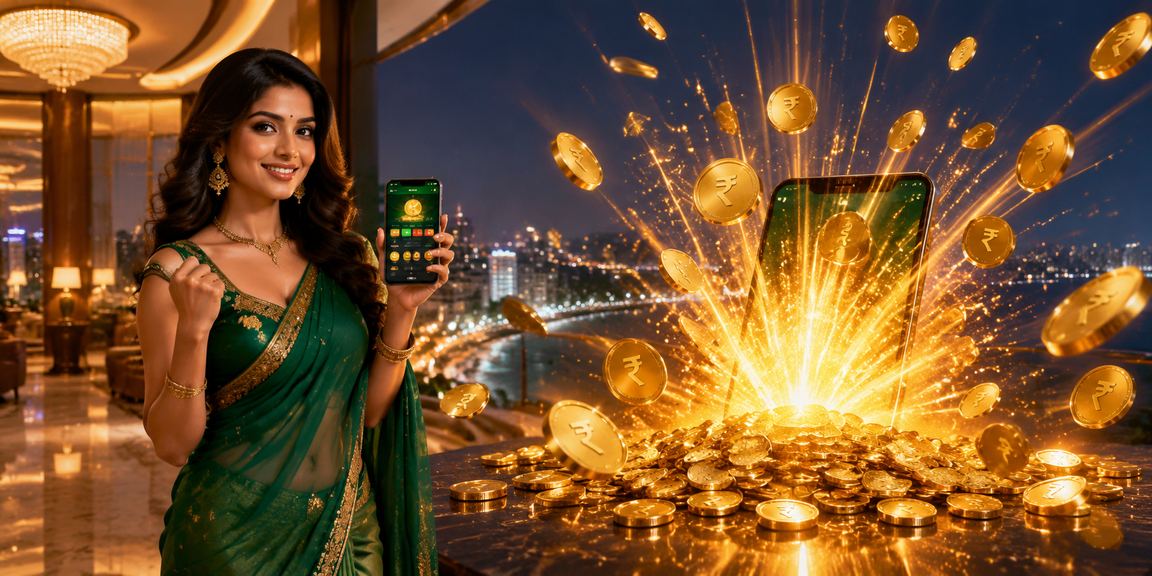 Young woman playing Teen Patti on her mobile in Mumbai Bandra
